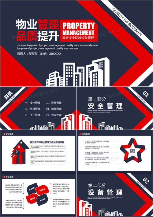 简约商务风物业管理品质提升动态ppt模板下载 熊猫办公